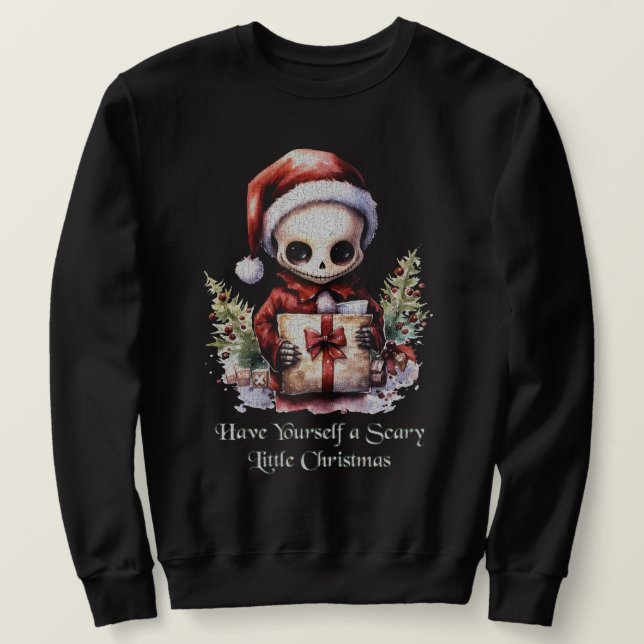 God jul Spooky Gothic Lång Ärmad Tröja (Design framsida)