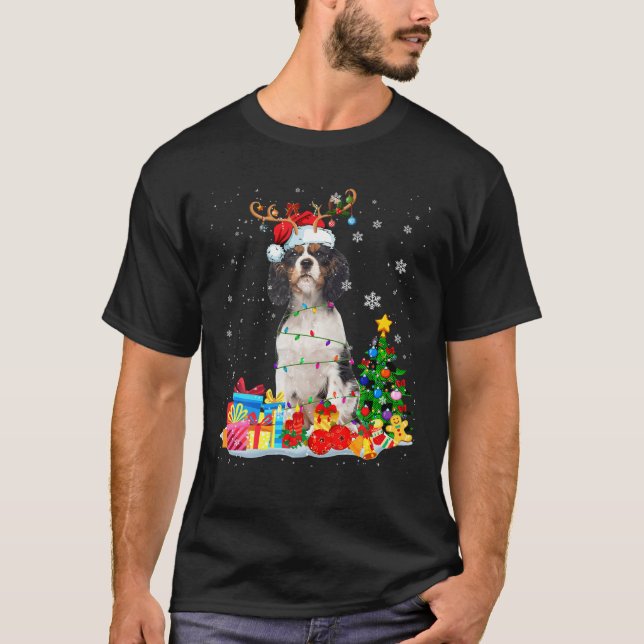 God jul, Springer spanel Ljus Reindeer T Shirt (Framsida)