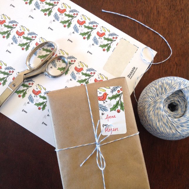 God jul Spruce Boughs Gift Märkre Adressetikett (Skapare uppladdad)