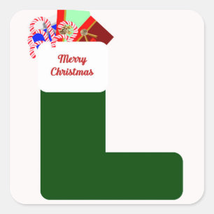 God jul Square Stickers Fyrkantigt Klistermärke