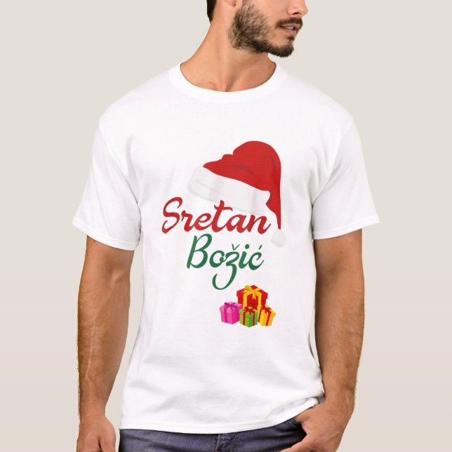 God jul sretan bozic hrvatski croatian hrv t shirt (Framsida)