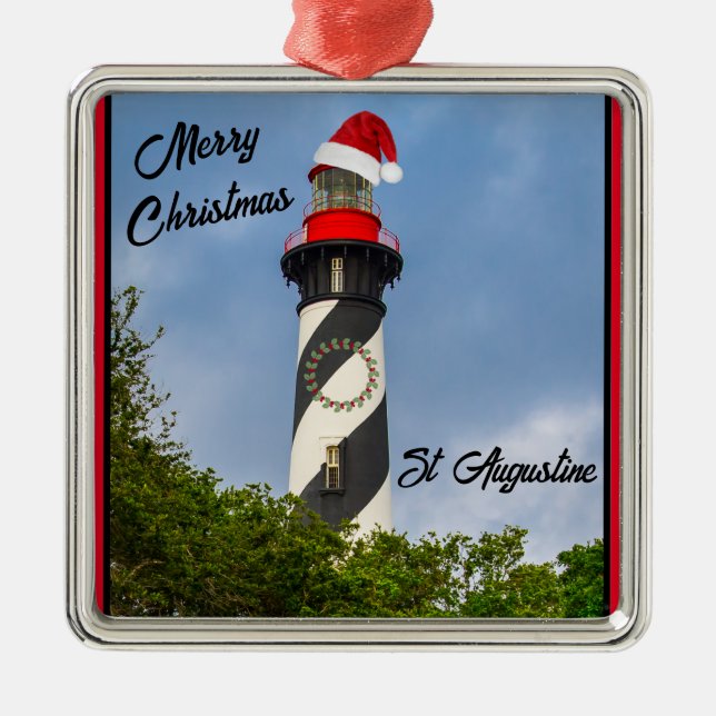 God jul St Augustine Florida Lighthouse Julgransprydnad Metall (Framsidan)