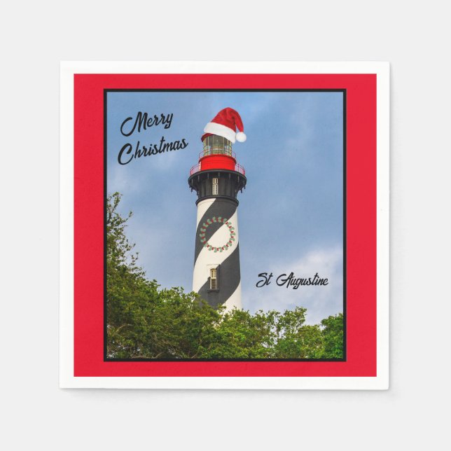 God jul St Augustine Florida Lighthouse Pappersservett (Framsidan)