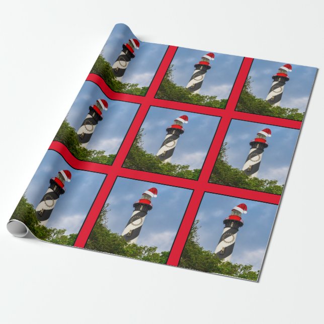 God jul St Augustine Florida Lighthouse Presentpapper (Utrullad)