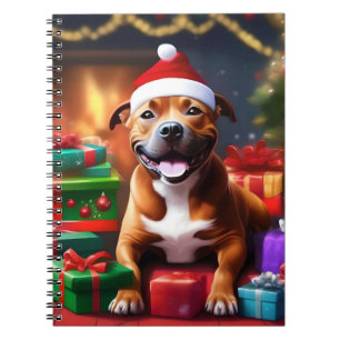 God Jul Stafford Bull Terrier Anteckningsbok