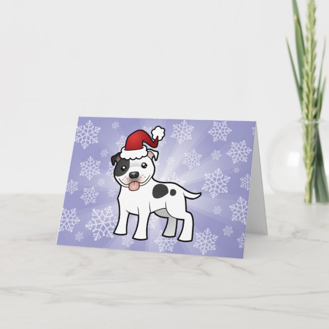 God Jul Stafford Bull Terrier Helgkort (Framsida)