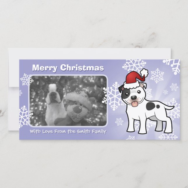 God Jul Stafford Bull Terrier Julkort (Framsida)