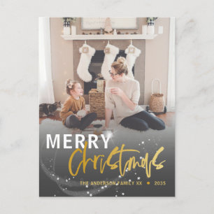 God jul Star Faux Guld-skript jul Vykort