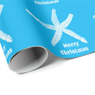 God jul Starfish Blue Beach Anpassningsbar Färg Presentpapper