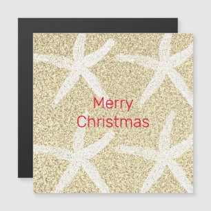 God jul Starfish Guld Red White Glittery