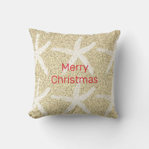 God jul Starfish Guld Red White Glittery Kudde