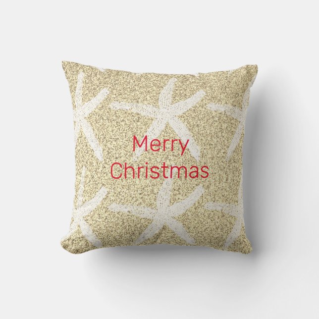 God jul Starfish Guld Red White Glittery Kudde (Framsida)