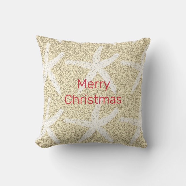 god jul Starfish Guld Red White Glittery Kudde (Framsida)