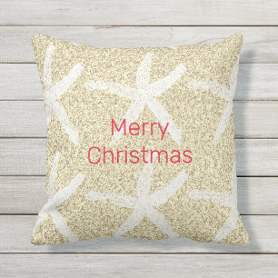 god jul Starfish Guld Red White Glittery Kudde