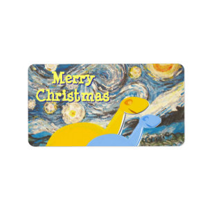 God jul Starry Night Dinos Label Stickers Adressetikett