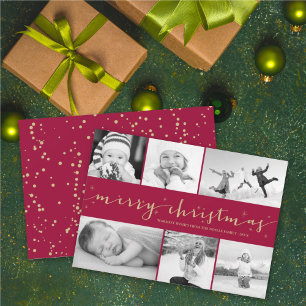 God jul Stars Maroon Band 6 Photo Collage Julkort