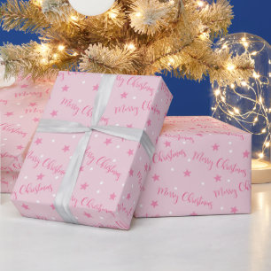 God jul Stars Polka dots Rosa jul Presentpapper