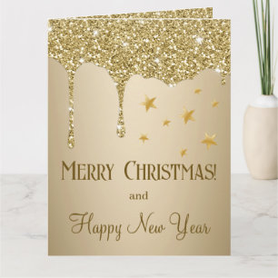 God jul Stars Smälter Guld Glitter Kort