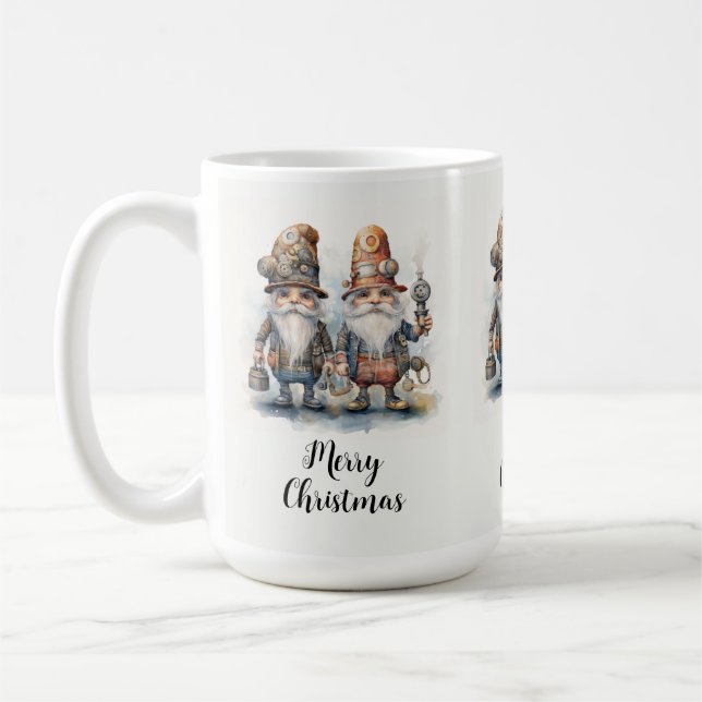 God jul Steampunk Gnomes Kaffemugg (Vänster)