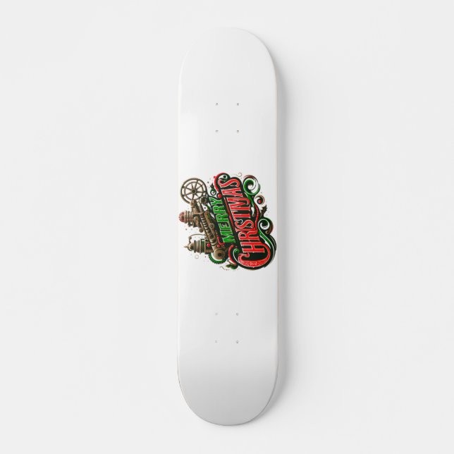 God jul steampunk mini skateboard bräda 18,5 cm (Framsida)