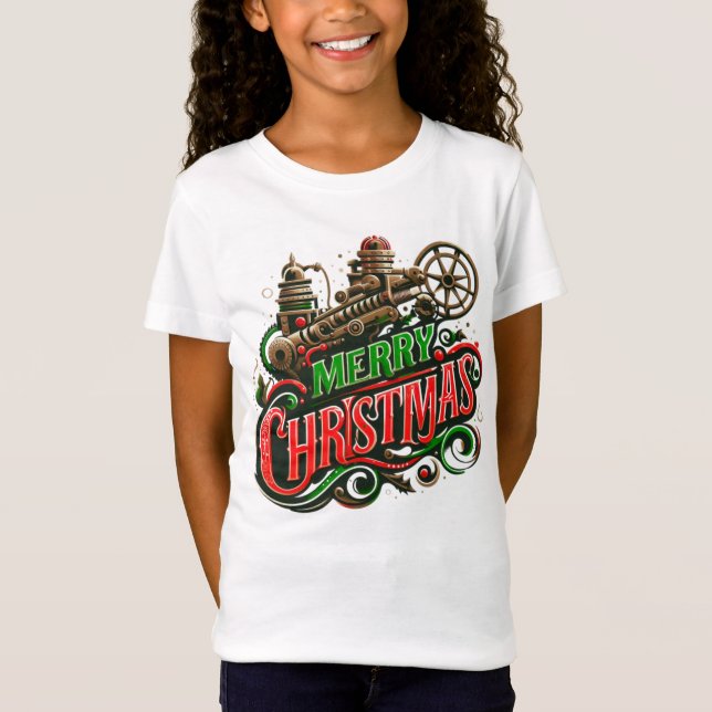 God jul steampunk t shirt (Framsida)