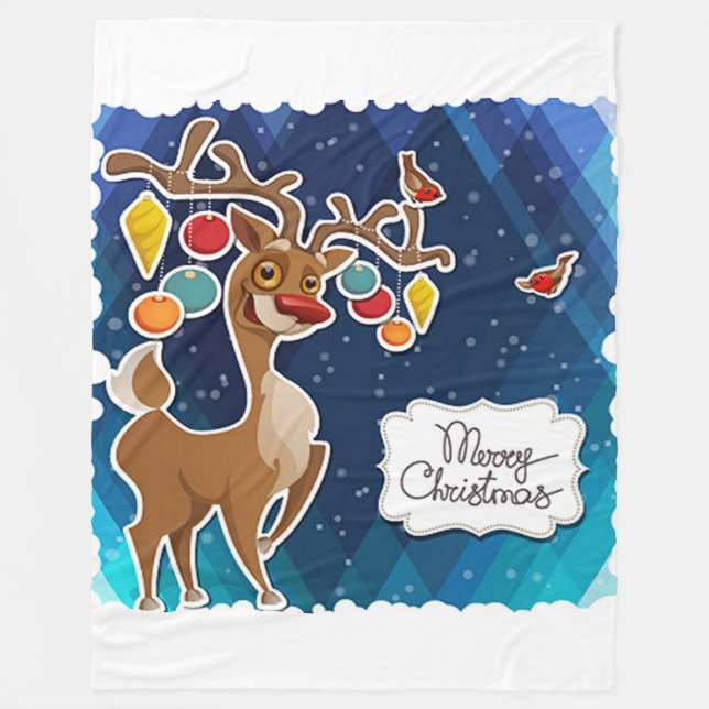 God Jul Stegrande Renar Fleecefilt (Framsidan)