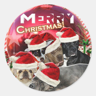 God jul Sticker (Hund Edition) Runt Klistermärke