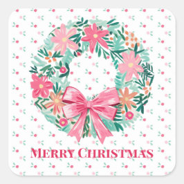 God jul Sticker med Preppy Wandeans Fyrkantigt Klistermärke