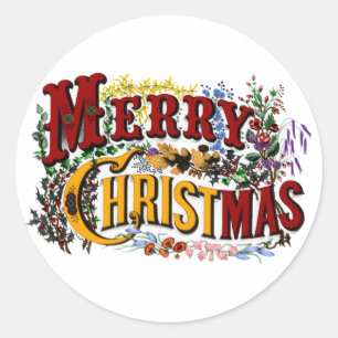God jul Sticker Runt Klistermärke