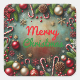 God jul Stickers Fyrkantigt Klistermärke