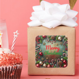 God jul Stickers Fyrkantigt Klistermärke