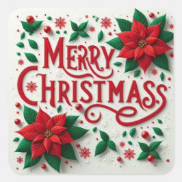 God jul Stickers Fyrkantigt Klistermärke