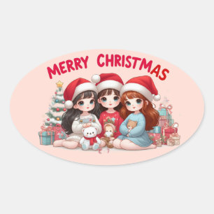 God jul Stickers Ovalt Klistermärke