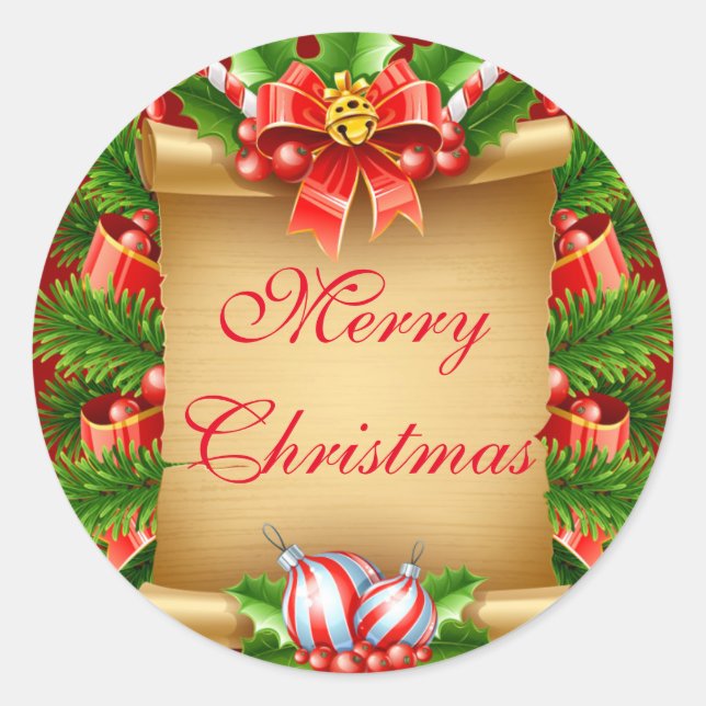 God jul Stickers Runt Klistermärke (Framsida)