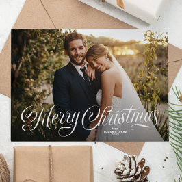 God jul stilig script enkel foto julkort