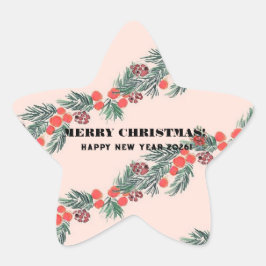God jul! stjärnformat klistermärke