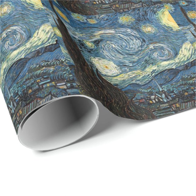 God jul Stjärnnatt av Vincent van Gogh. Presentpapper (Rullad Hörn)