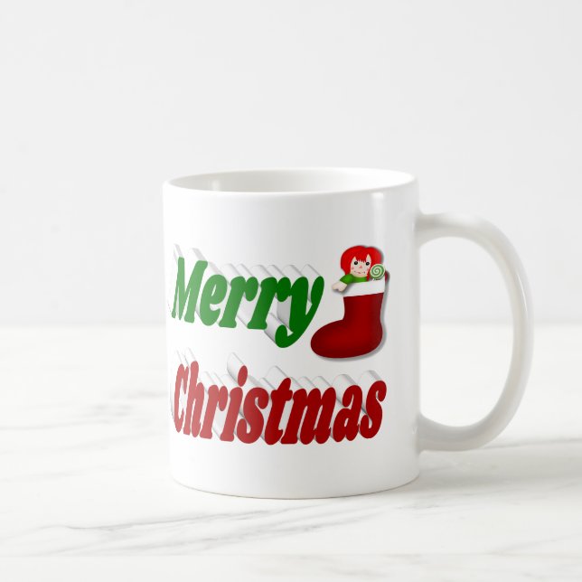 God jul Stockar röd grönt halv typografi Kaffemugg (Höger)