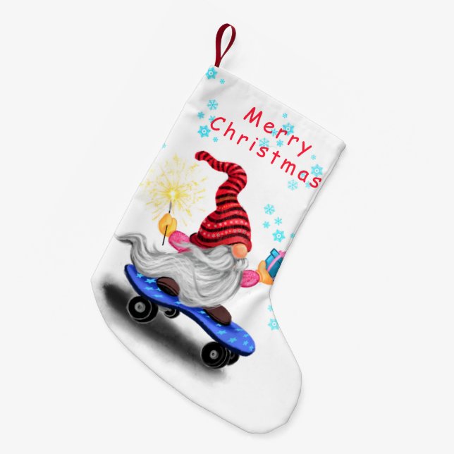 God jul Stockar Skater Gnome med gåvor Liten Julstrumpa (Framsidan (Hängande))