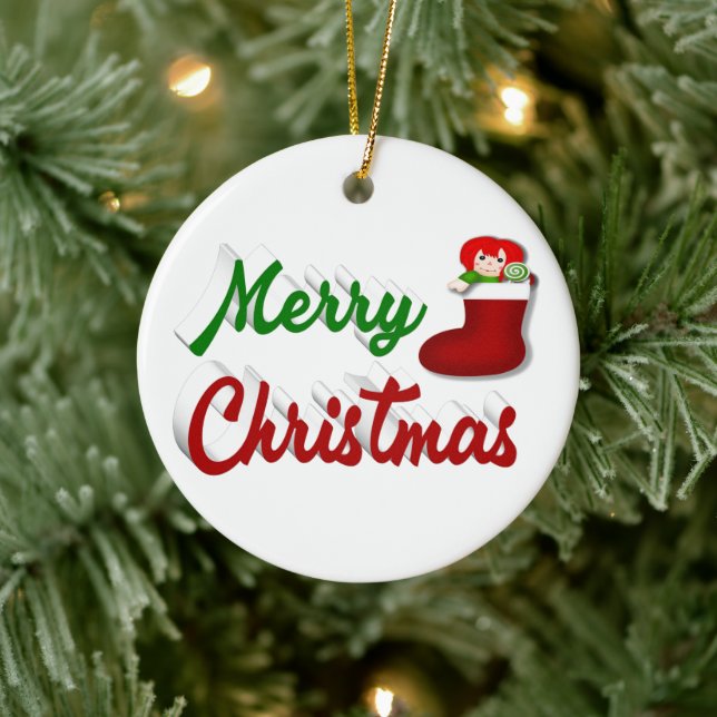 God jul Stockar skript för röd grönt Julgransprydnad Keramik (Träd)