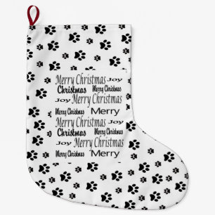 God jul Stocking, Cat Hund Prints Black Stor Julstrumpa