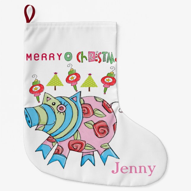 God jul Stocking, Rosa Gris Stor Julstrumpa (Framsidan)