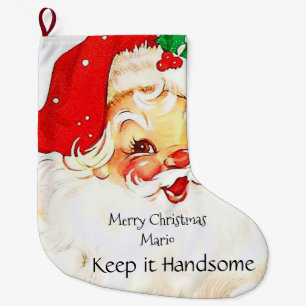 God jul Stocking Santa Behålla it Handsome Stor Julstrumpa