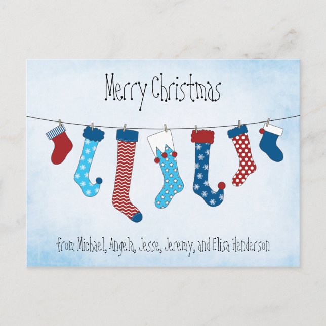 God jul Stockings Helg Vykort (Framsida)