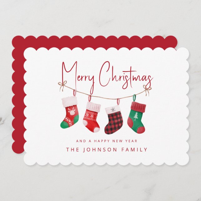 God jul Stockings Julkort (Fram/baksida)