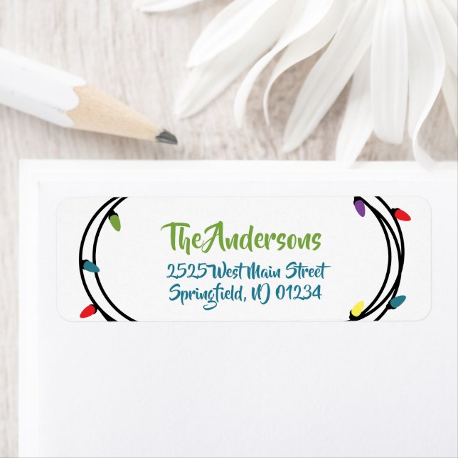 God Jul String Ljus Returadress Etikett (Insitu)