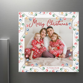 God jul String of Ljus Photo Magnet Card