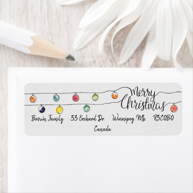 God jul String of Ljus Returadress Etikett (Insitu)