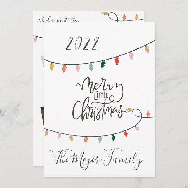 God Jul String på Ljus 4 Photo Julkort (Fram/baksida)