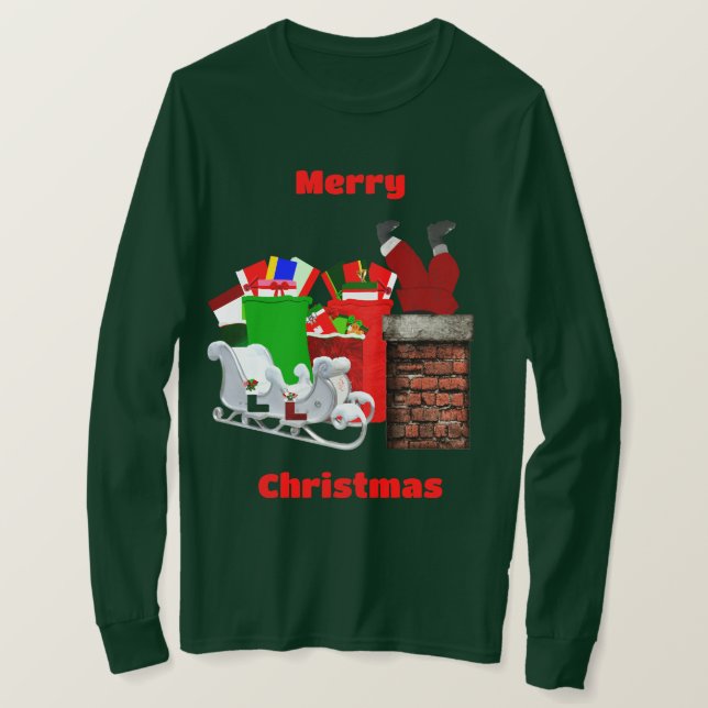 God jul Stuck Santa Långärmad T-Shirt (Design framsida)